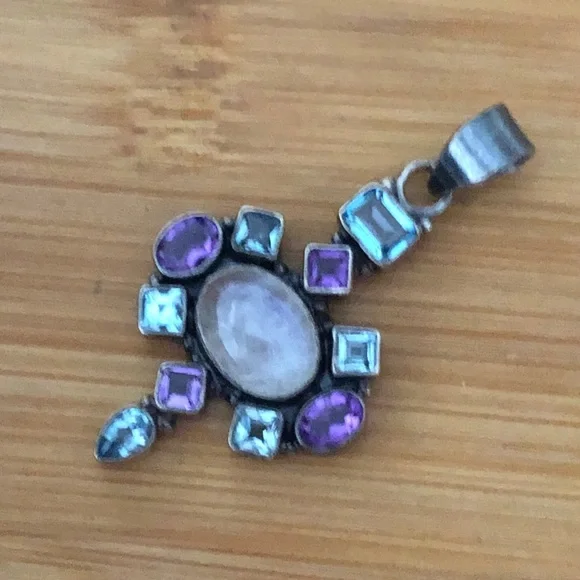 $62 Designer Estate Pendant Dark Sterling Silver Marked SI 925 - Picture 3 of 6